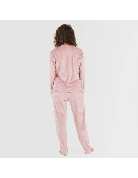 Pijama terciopelo Lolenda malva rosa pijamas-de-invierno-de-mujer