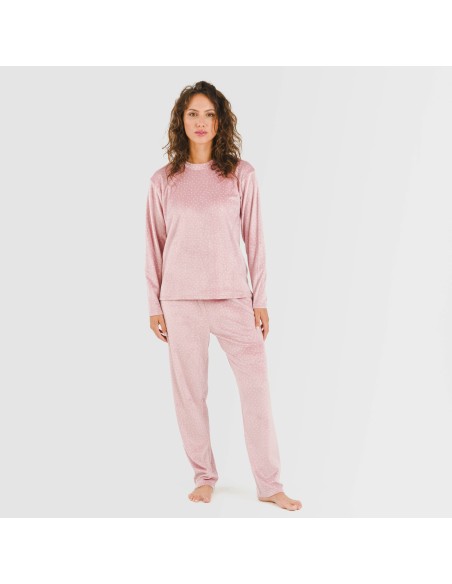 Pijama terciopelo Lolenda malva rosa pijamas-de-invierno-de-mujer