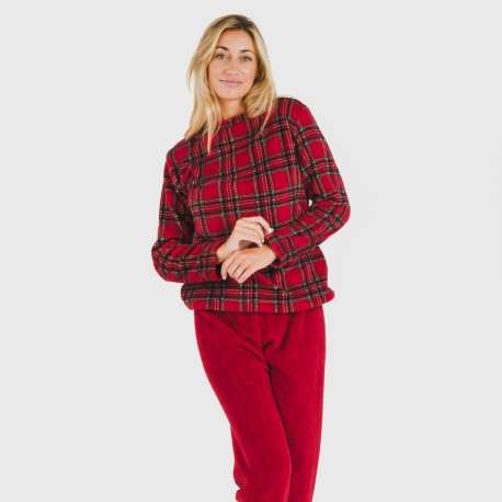 Pijama coral Nicolas rojo pijamas-de-invierno-de-mujer