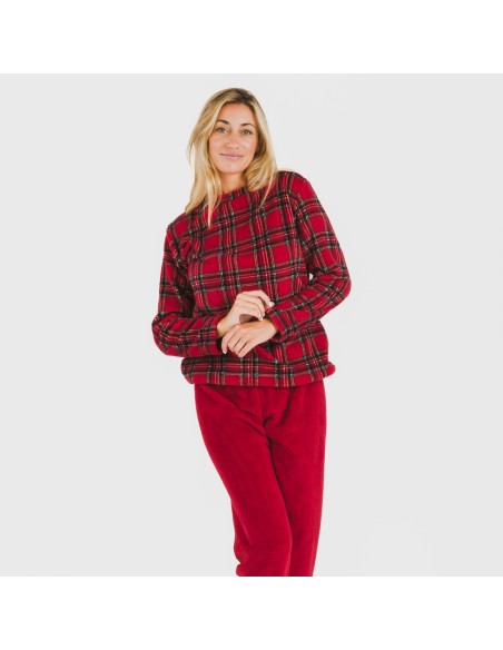 Pijama coral Nicolas rojo pijamas-de-invierno-de-mujer