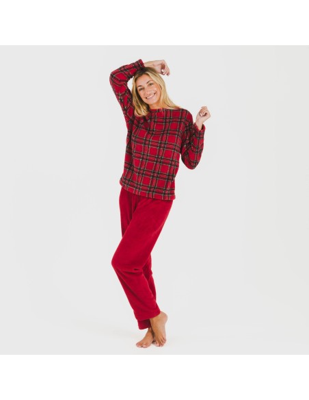 Pijama coral Nicolas rojo pijamas-de-invierno-de-mujer