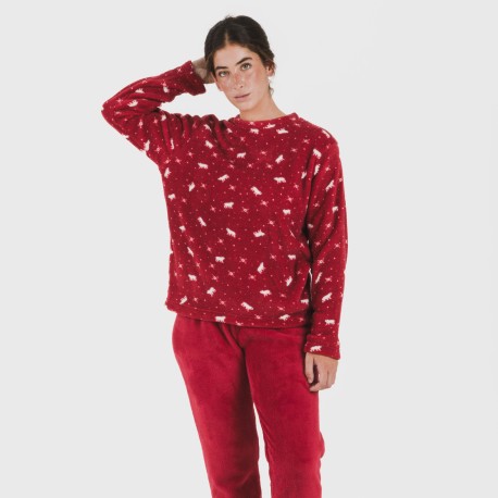 Pijama coral Cody burdeos pijamas-de-invierno-de-mujer