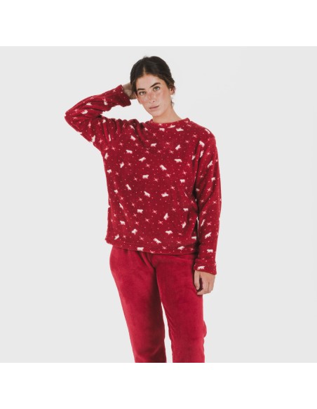 Pijama coral Cody burdeos pijamas-de-invierno-de-mujer