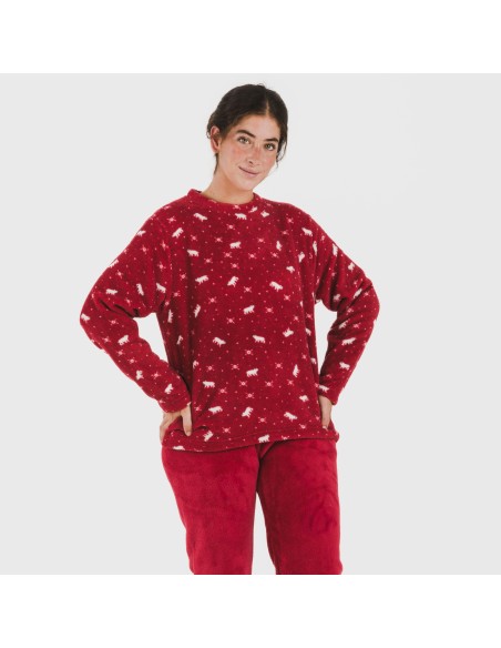 Pijama coral Cody burdeos pijamas-de-invierno-de-mujer