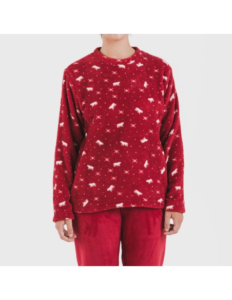 Pijama coral Cody burdeos pijamas-de-invierno-de-mujer