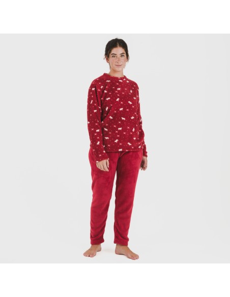 Pijama coral Cody burdeos pijamas-de-invierno-de-mujer