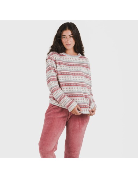 Pijama coral Giulia malva rosa pijamas-de-invierno-de-mujer