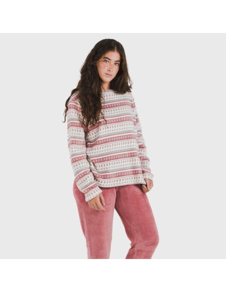 Pijama coral Giulia malva rosa pijamas-de-invierno-de-mujer