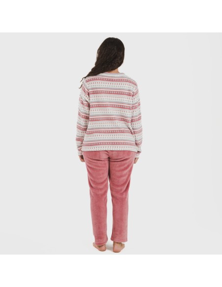 Pijama coral Giulia malva rosa pijamas-de-invierno-de-mujer