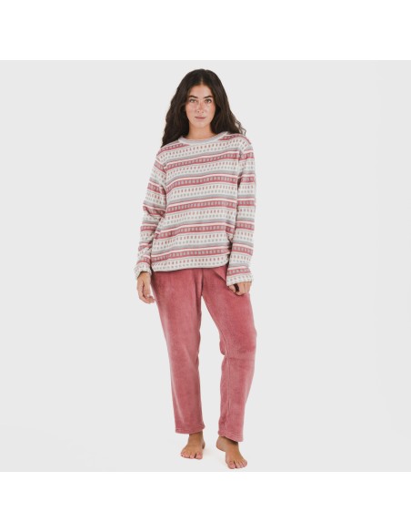 Pijama coral Giulia malva rosa pijamas-de-invierno-de-mujer