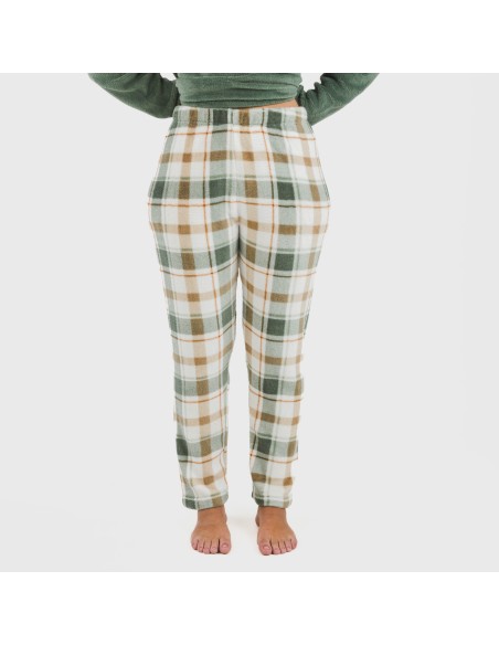 Pijama coral Cuadro Noric verde pijamas-de-invierno-de-mujer