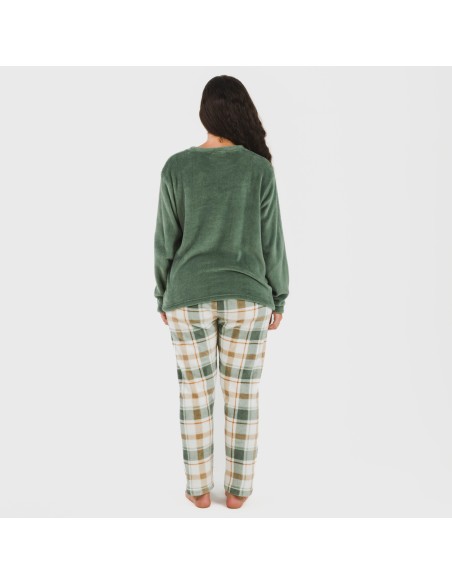 Pijama coral Cuadro Noric verde pijamas-de-invierno-de-mujer