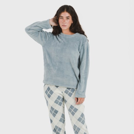 Pijama coral Cuadro Guima indigo pijamas-de-invierno-de-mujer