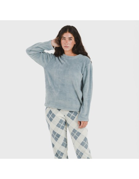 Pijama coral Cuadro Guima indigo pijamas-de-invierno-de-mujer