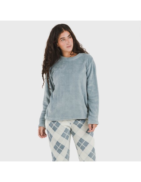 Pijama coral Cuadro Guima indigo pijamas-de-invierno-de-mujer