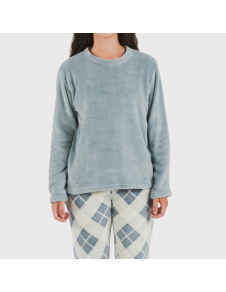 Pijama coral Cuadro Guima indigo pijamas-de-invierno-de-mujer