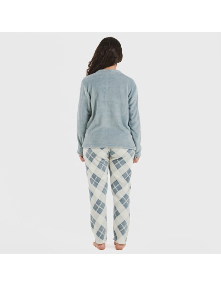 Pijama coral Cuadro Guima indigo pijamas-de-invierno-de-mujer