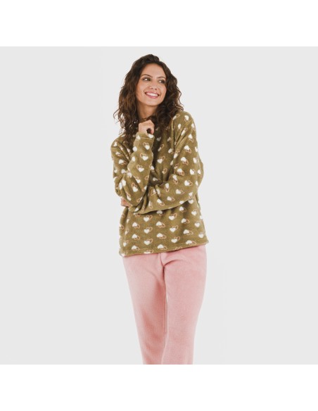 Pijama coral Estelle rosa pijamas-de-invierno-de-mujer