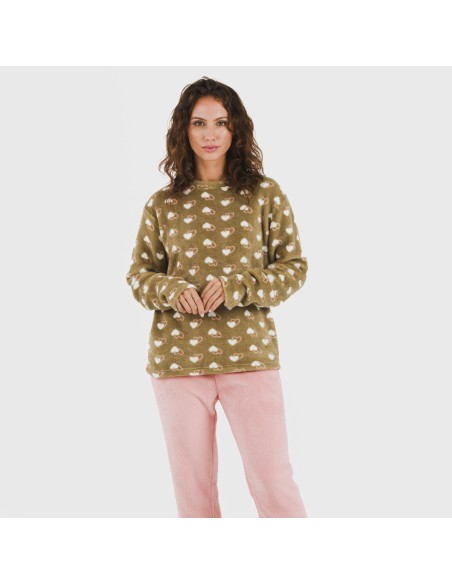 Pijama coral Estelle rosa pijamas-de-invierno-de-mujer