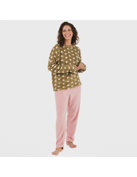 Pijama coral Estelle rosa pijamas-de-invierno-de-mujer