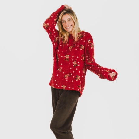 Pijama coral Rodolfo rojo pijamas-de-invierno-de-mujer