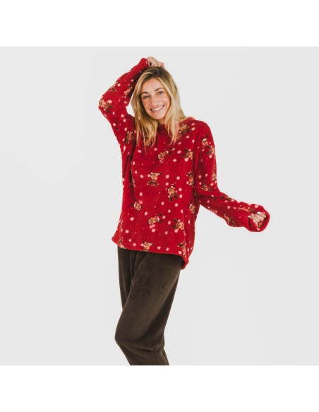 Pijama coral Rodolfo rojo pijamas-de-invierno-de-mujer