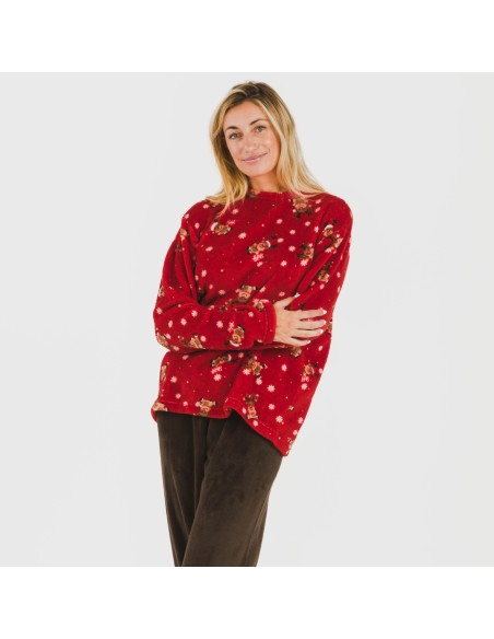 Pijama coral Rodolfo rojo pijamas-de-invierno-de-mujer