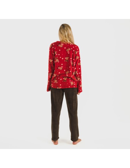 Pijama coral Rodolfo rojo pijamas-de-invierno-de-mujer