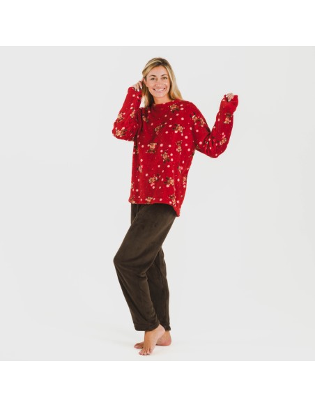 Pijama coral Rodolfo rojo pijamas-de-invierno-de-mujer