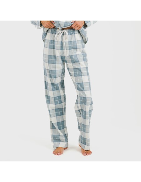 Pijama franela con solapa mujer Cuadro Guima indigo pijamas-de-invierno-de-mujer