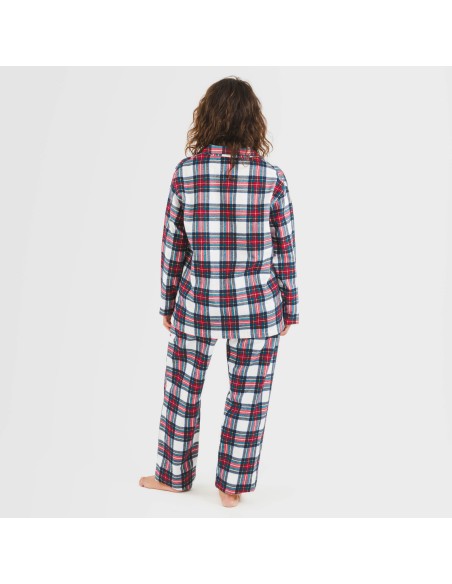 Pijama franela con solapa mujer Cuadro Celestia pijamas-de-invierno-de-mujer