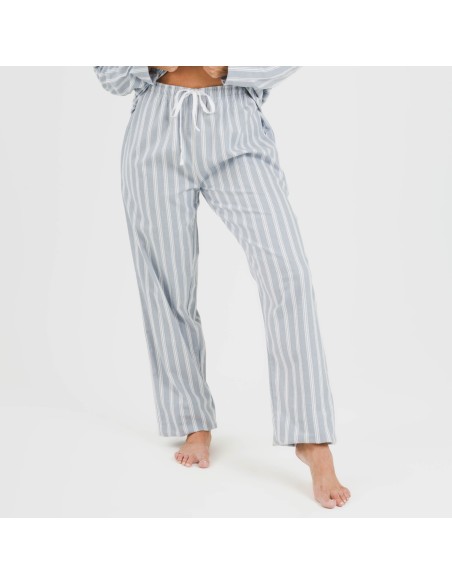 Pijama franela con solapa mujer Raya Marsella indigo pijamas-de-invierno-de-mujer