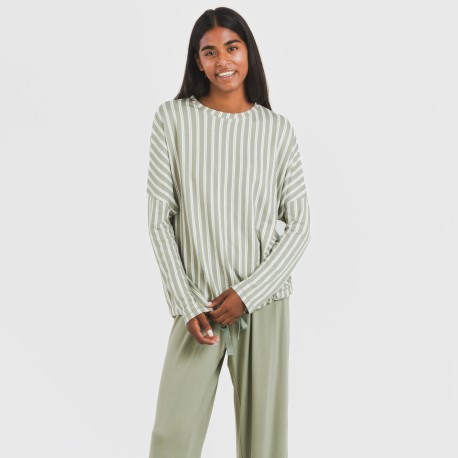 Pijama largo Secret mujer Raya Marsella verde caceria pijamas-largos-de-mujer