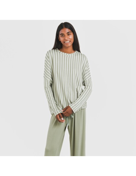 Pijama largo Secret mujer Raya Marsella verde caceria pijamas-largos-de-mujer