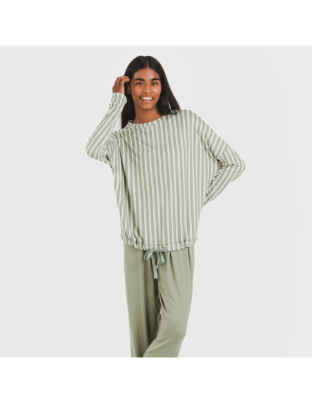 Pijama largo Secret mujer Raya Marsella verde caceria pijamas-largos-de-mujer