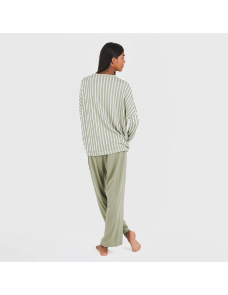 Pijama largo Secret mujer Raya Marsella verde caceria pijamas-largos-de-mujer