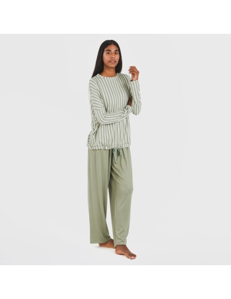 Pijama largo Secret mujer Raya Marsella verde caceria pijamas-largos-de-mujer