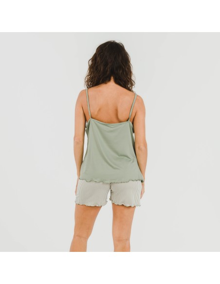 Pijama tirantes mujer soft Raya Leia verde caceria pijamas-cortos-mujer