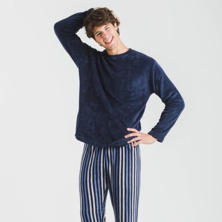 Pijama coral hombre Raya Vinicius azul pijamas-largos-hombre