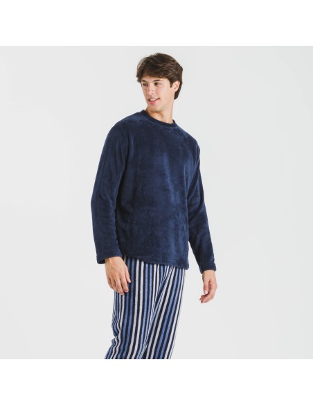 Pijama coral hombre Raya Vinicius azul pijamas-largos-hombre