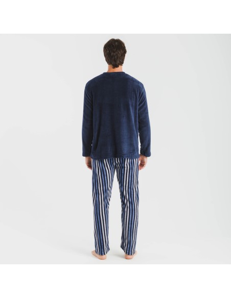 Pijama coral hombre Raya Vinicius azul pijamas-largos-hombre