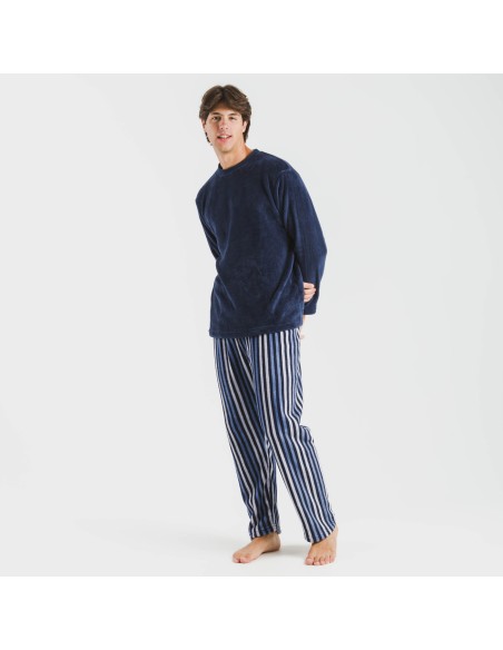 Pijama coral hombre Raya Vinicius azul pijamas-largos-hombre