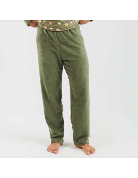 Pijama coral hombre Tatini verde caceria pijamas-largos-hombre