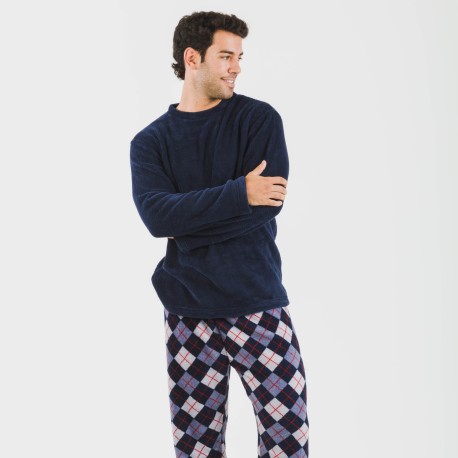 Pijama coral hombre Darsikiriki azul pijamas-largos-hombre