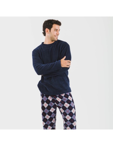 Pijama coral hombre Darsikiriki azul pijamas-largos-hombre