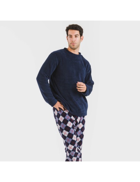 Pijama coral hombre Darsikiriki azul pijamas-largos-hombre