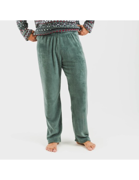 Pijama coral hombre Pegisu verde frances pijamas-largos-hombre