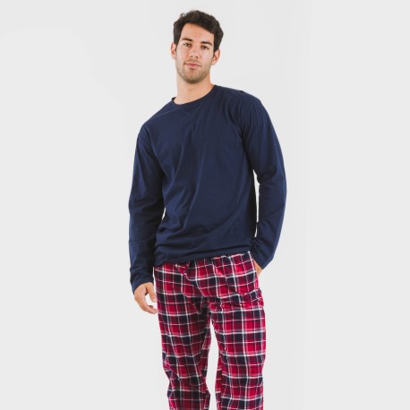 Pijama hombre franela Cocoro azul marino pijamas-largos-hombre