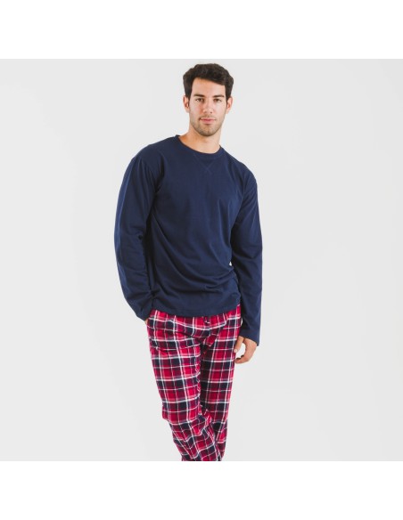 Pijama hombre franela Cocoro azul marino pijamas-largos-hombre