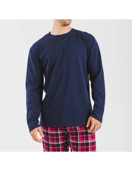 Pijama hombre franela Cocoro azul marino pijamas-largos-hombre